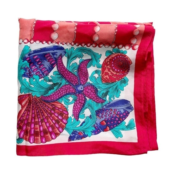 Pappagallo Mixed Print Silk Seashell Starfish Scarf - Picture 5 of 5